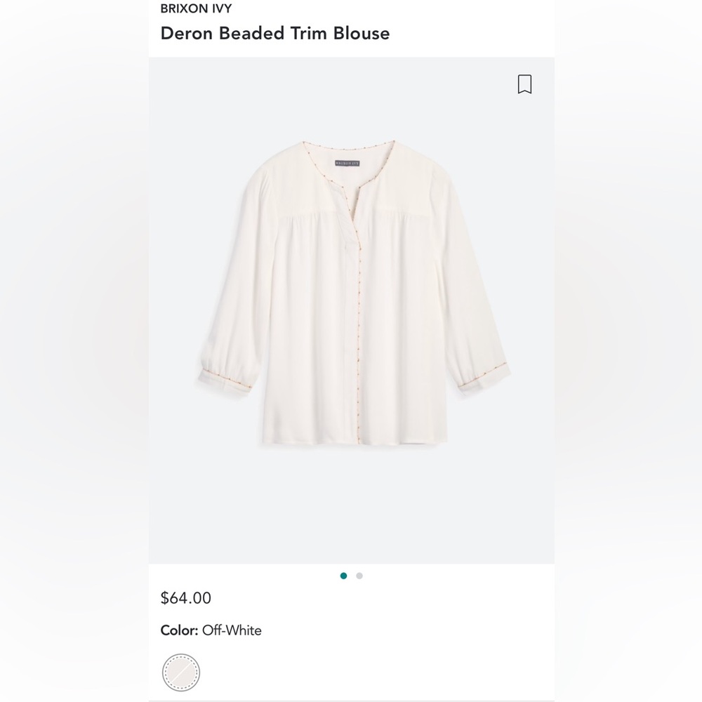 Brixon Ivy Beaded Trim Blouse - size XXL
